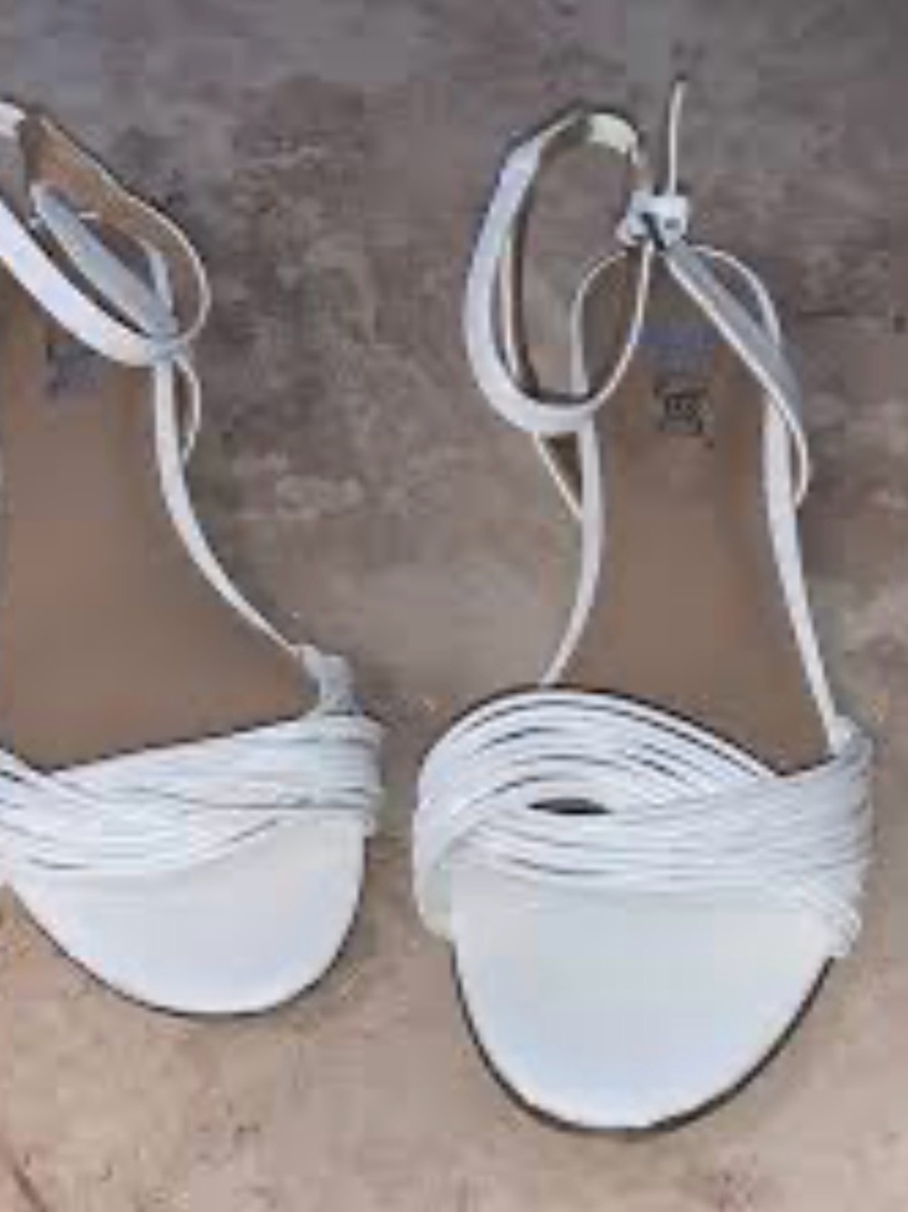 Women's White Strappy Ankle-Tie Sandals